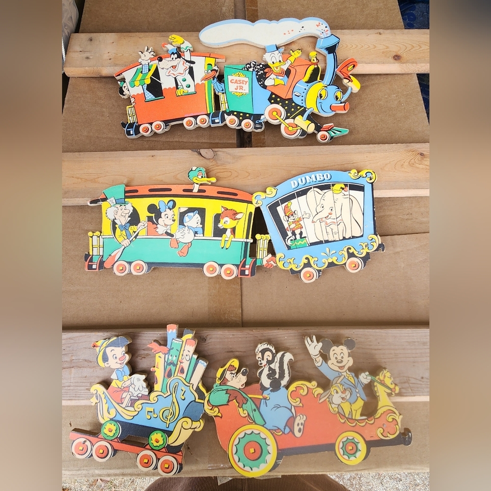 Vintage Disney wall decor 1950s 1960s full color characters train railroad
